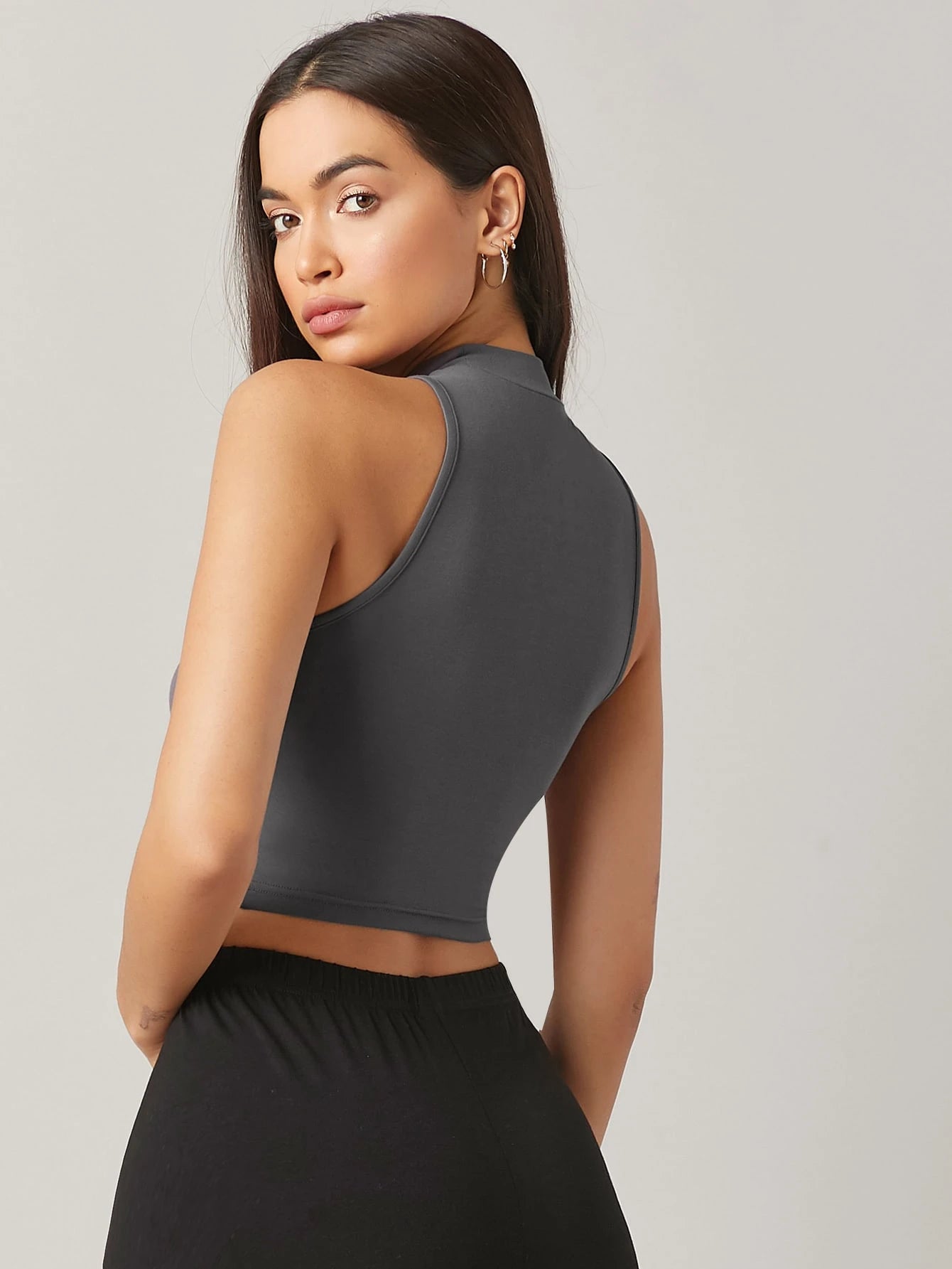 Solid Crop Halter Top