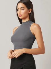 Solid Crop Halter Top