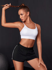 Solid Cut Out Back Sports Bra