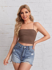Rib-knit Solid Crop Cami Top - ED