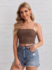 Rib-knit Solid Crop Cami Top - ED