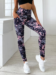 Tie Dye High Stretch Sports Leggings With Side Phone Pocket