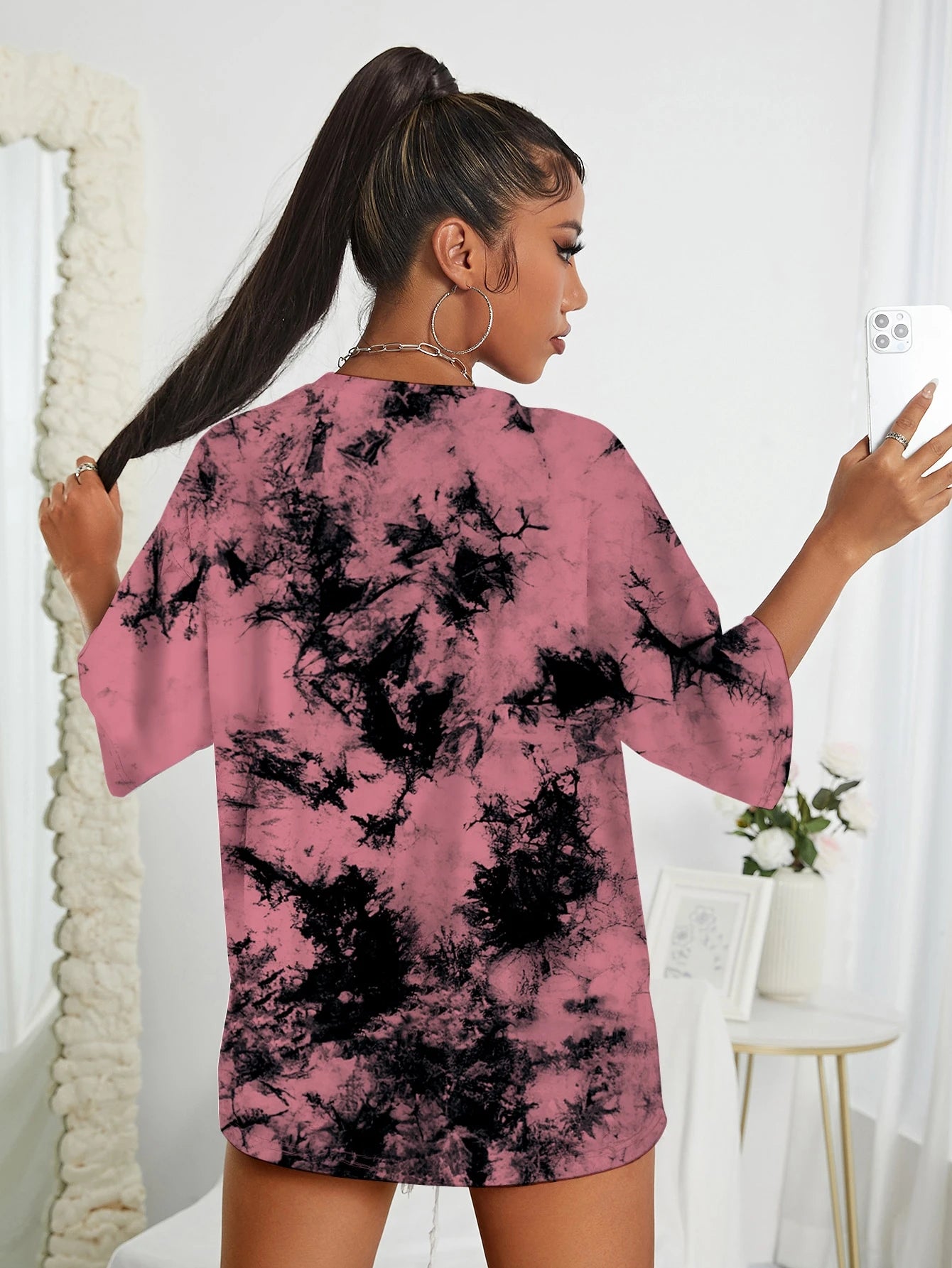 Tie Dye Drop Shoulder Tee Graphic