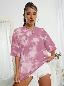 Tie Dye Drop Shoulder Tee Graphic