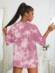 Tie Dye Drop Shoulder Tee Graphic