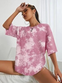 Tie Dye Drop Shoulder Tee Graphic