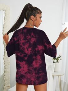 Tie Dye Drop Shoulder Tee Graphic