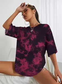Tie Dye Drop Shoulder Tee Graphic