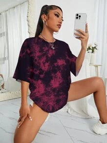 Tie Dye Drop Shoulder Tee Graphic
