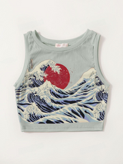 Wave Graphic Ribbed Tank Top SS24