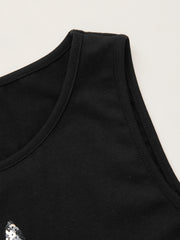 Star Sequins Crop Tank Top