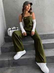 Flap Pocket Overall Jumpsuit