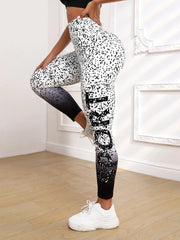 Dalmatian & Letter Graphic Sports Leggings
