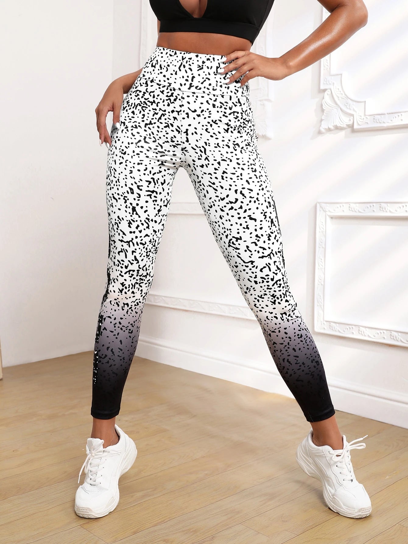 Dalmatian & Letter Graphic Sports Leggings