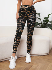 Allover Print Wideband Waist Sports Leggings