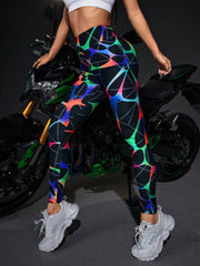 Soft High Elasticity Contrast Color Compression Athletic Legging