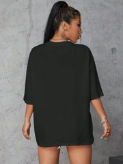 Slogan Graphic Drop Shoulder Oversized Tee