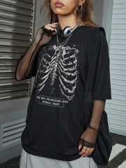 Skeleton Print Loose Fit T-Shirt