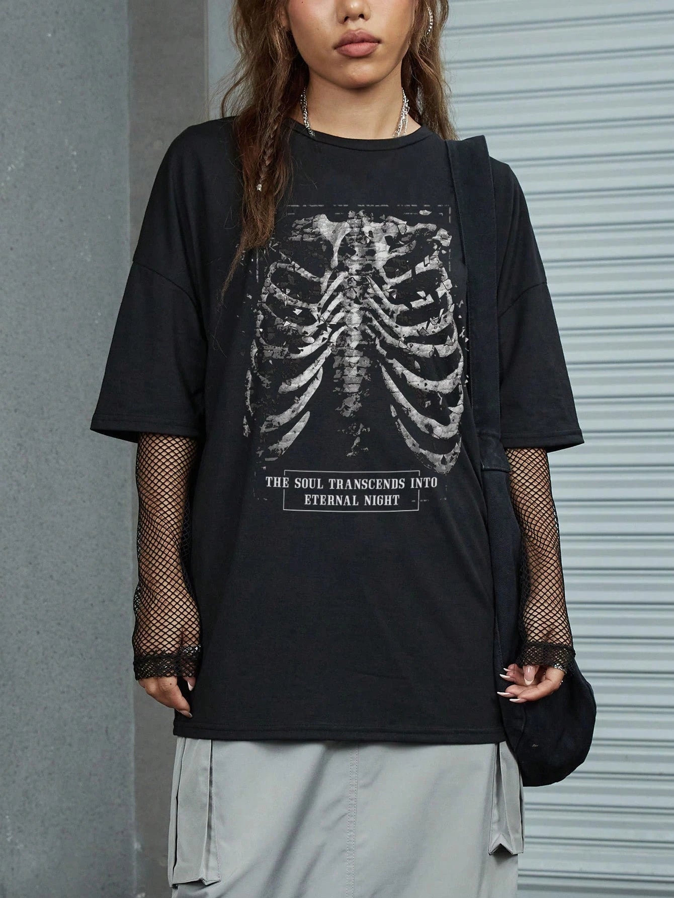 Skeleton Print Loose Fit T-Shirt