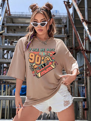 Floral And Letter Graphic Drop Shoulder Tee Graphic