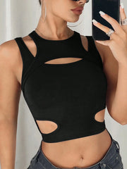 Solid Cut Out Crop Tank Top