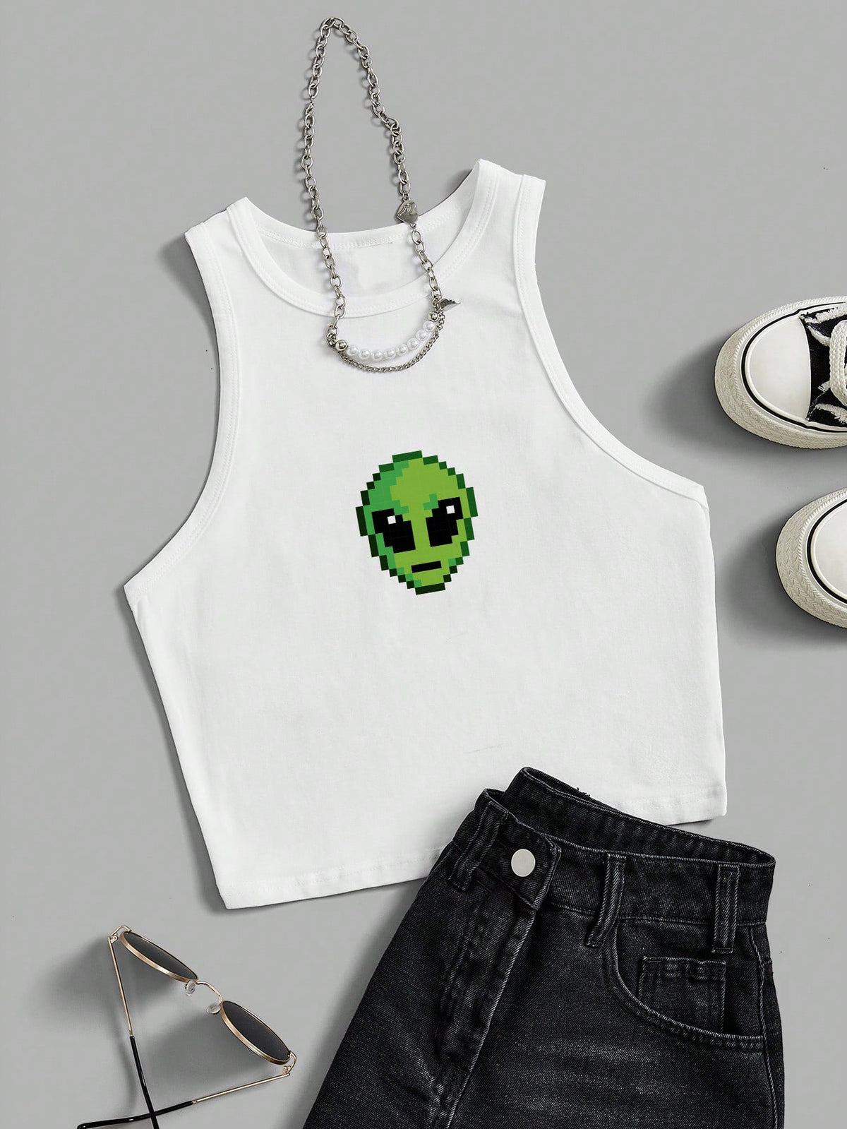 Printed Tight Round Neck Women's Tank Top SS24