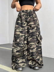 Camouflage Low Waist Parachute Pants