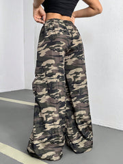 Camouflage Low Waist Parachute Pants