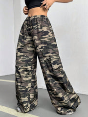 Camouflage Low Waist Parachute Pants