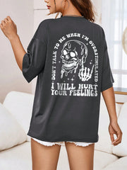 Skull Printed Loose Fit Graphic Tee