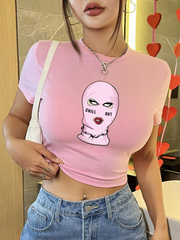 Round Neck Crop Sleeve Slim-Fit T-Shirt - ED