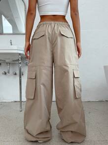 Drawstring Baggy Wide-Leg Parachute Pants