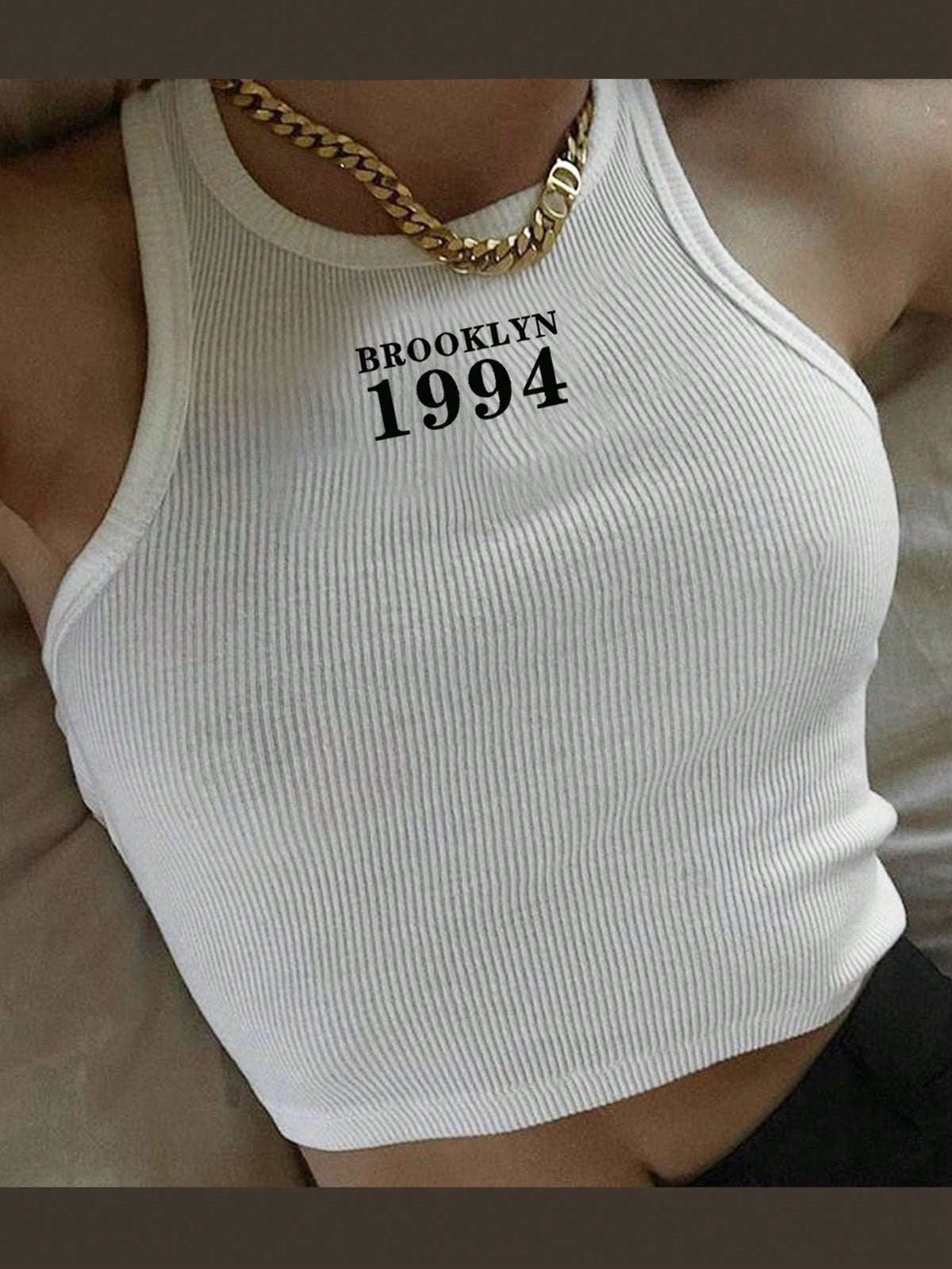 Letter Printed Crop Graphic Tee