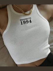 Letter Printed Crop Graphic Tee