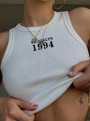 Letter Printed Crop Graphic Tee