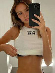 Letter Printed Crop Graphic Tee