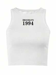 Letter Printed Crop Graphic Tee