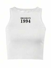 Letter Printed Crop Graphic Tee