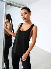 Round Neck Letter Print Sports Tank Top