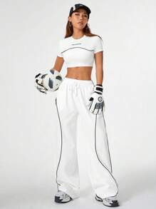 Casual Loose T-Shirt And Wide Leg Pants
