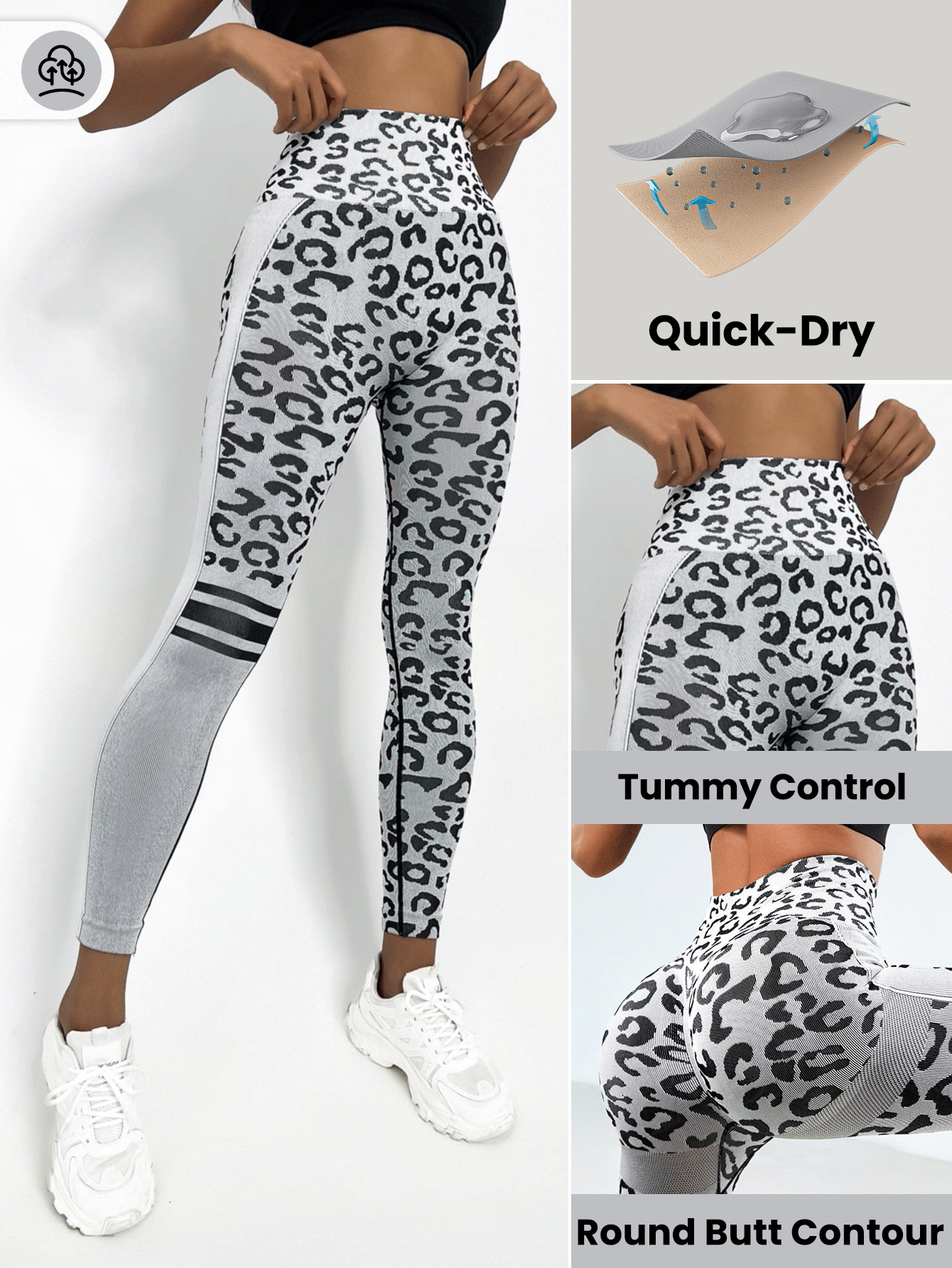 Leopard Print Tummy Control Sports Legging