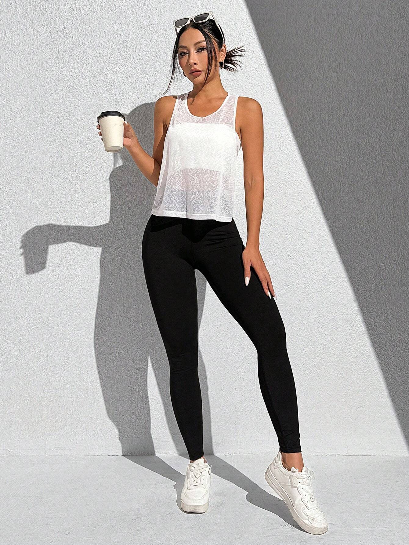 Solid Crop Sports Top
