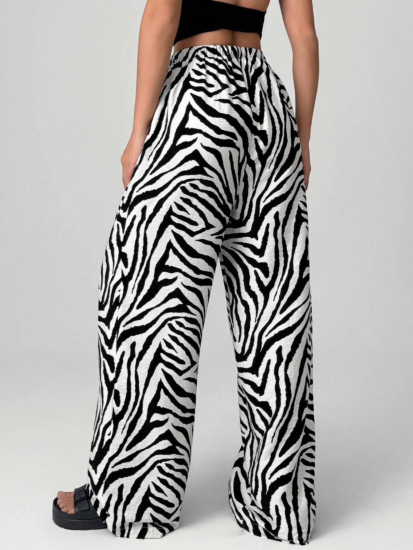 Zebra Print Wide Leg Pants