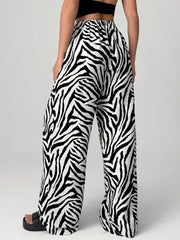 Zebra Print Wide Leg Pants