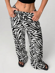 Zebra Print Wide Leg Pants