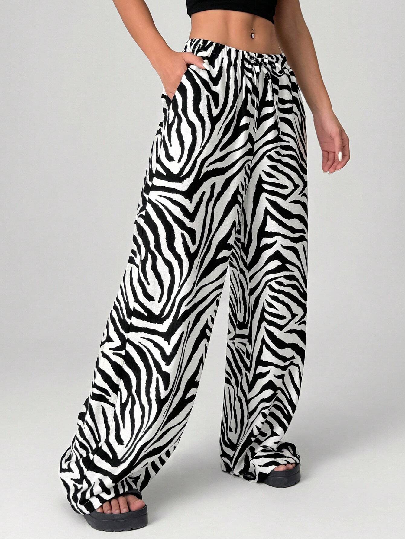 Zebra Print Wide Leg Pants