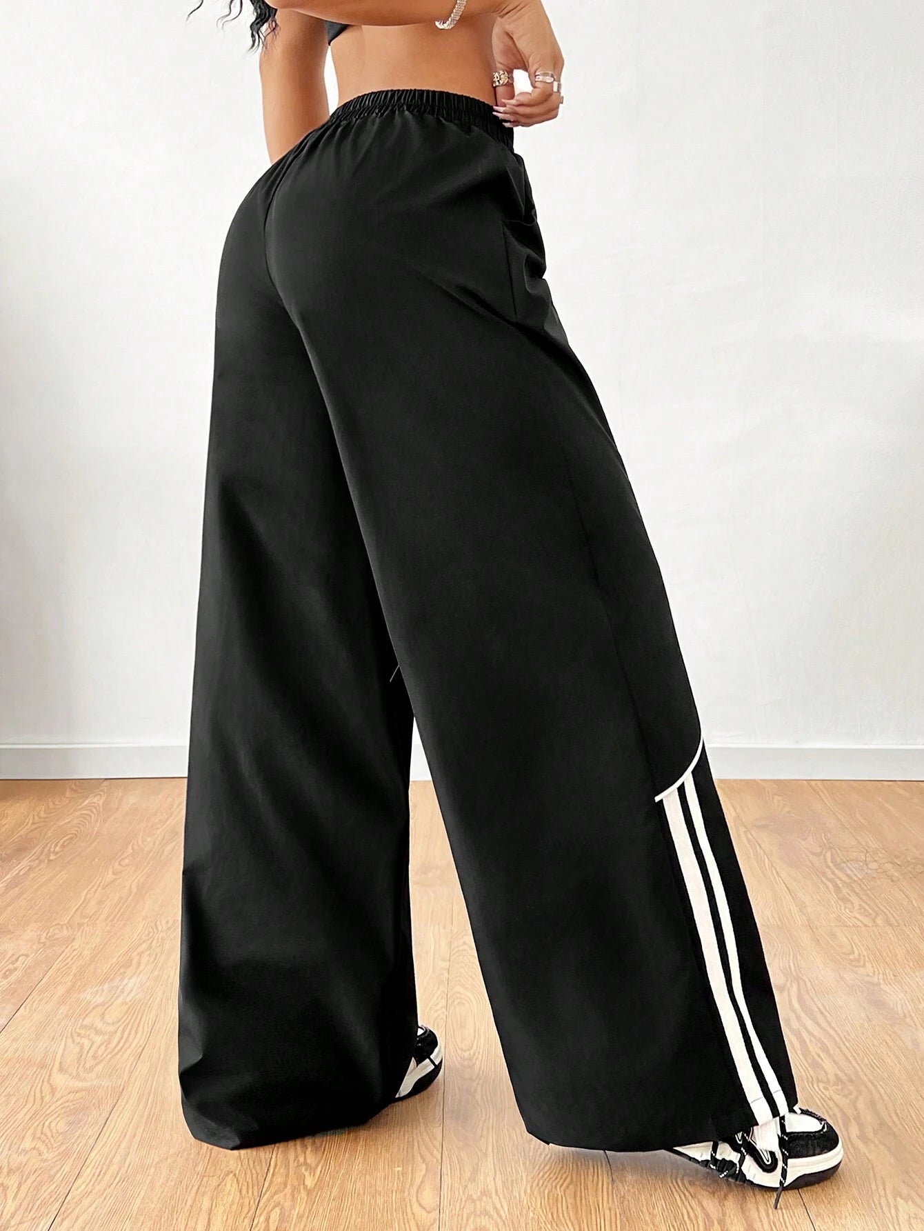 Woven Tape  Wide Leg Sweatpants Joggers