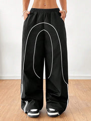 Woven Tape  Wide Leg Sweatpants Joggers