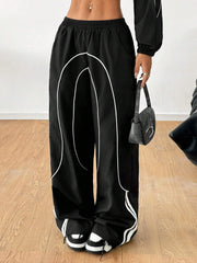 Woven Tape  Wide Leg Sweatpants Joggers