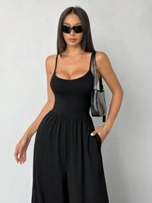 Spaghetti Strap Wide Leg Jumpsuit